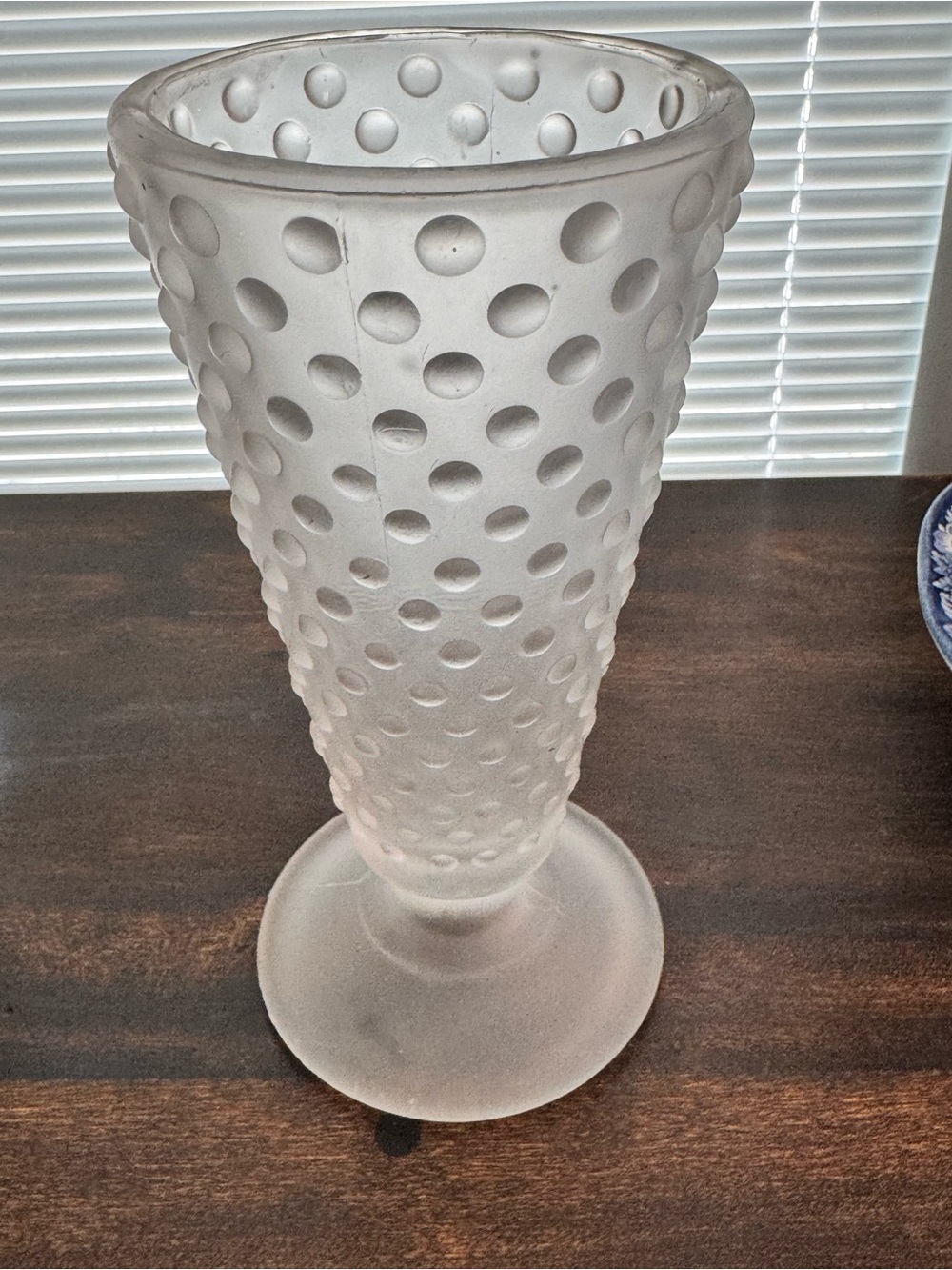Vintage Depression Glass Light Pink Hobnail Frosted Glass Vase c1950's